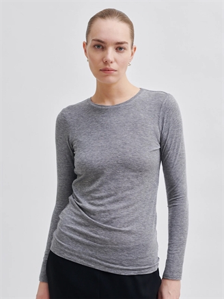 Second Female Matima O-Neck Tee Grey Melange